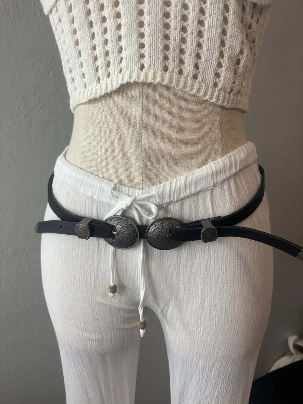 Double Buckle Western Leather Belt